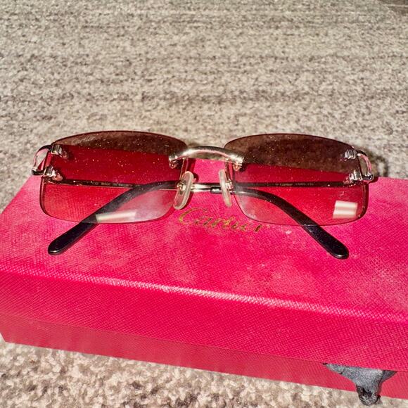 Cartier Red Rimless Cartier | Accessories | Cartier Red Rimless Designer Sunglasses W ...